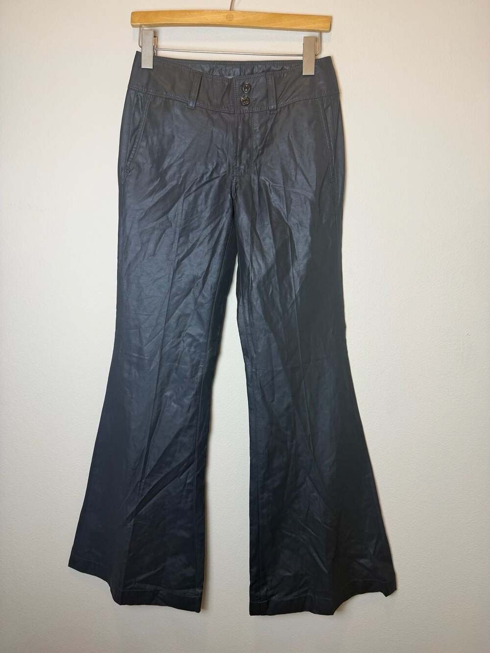 7 For All Mankind Flare Pants Size 27 Black Coated